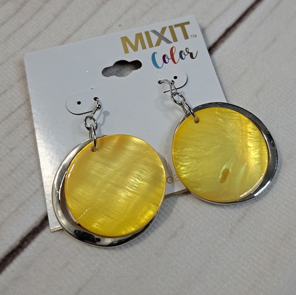 Mixit Yellow and Silver Tone Statement Earrings - Picture 1 of 3
